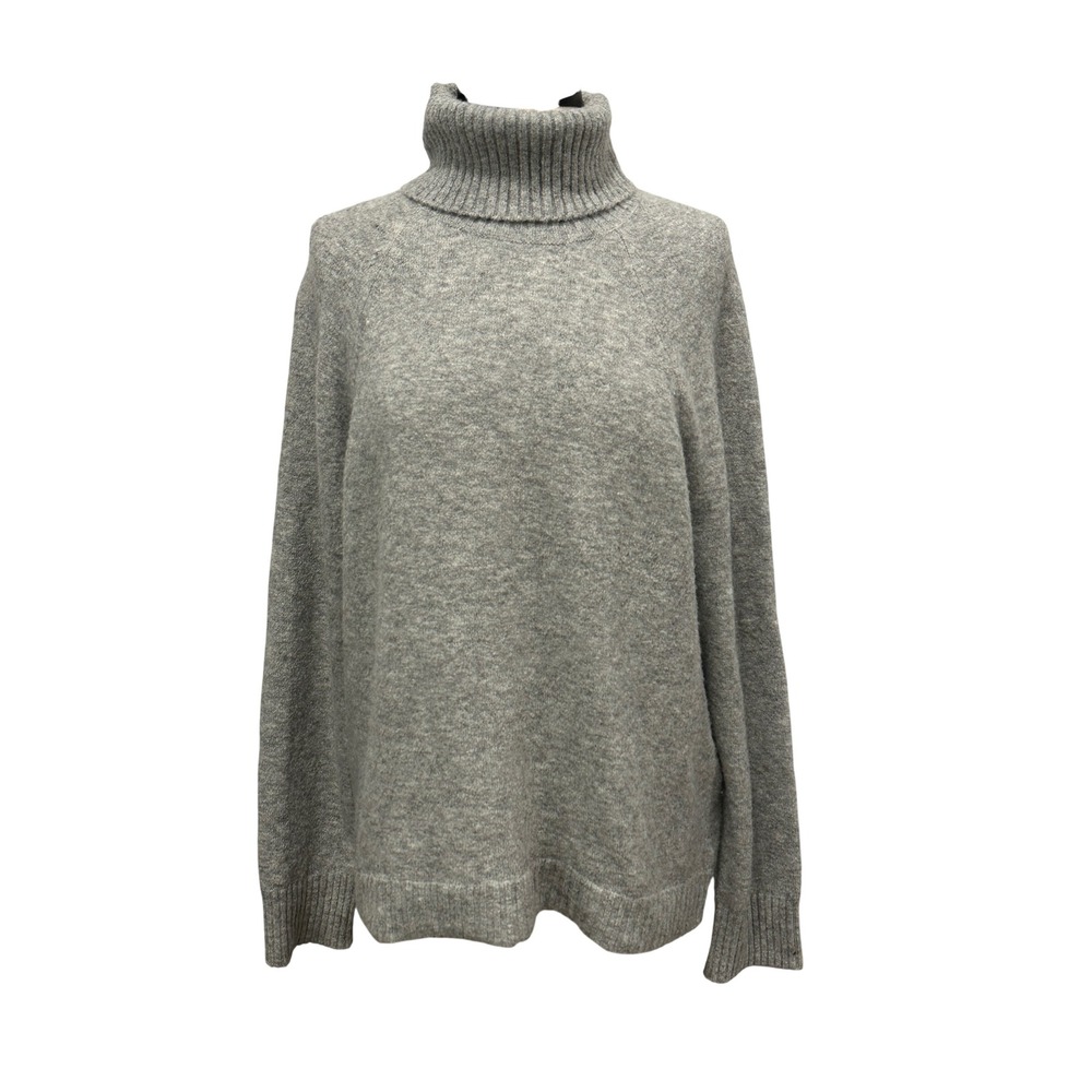 JCrew Women Gray Wool Alpaca Blend Turtleneck Sweater Large Quiet Luxury Minimal